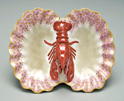 Limoges lobster dish blue printed 91199