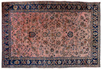 Sarouk rug, repeating floral design
