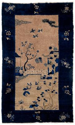 Chinese rug, landscape with structures