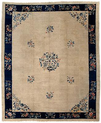 Chinese rug, floral bouquets and