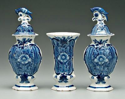 Three piece Delft garniture: central