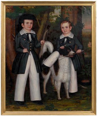 American folk art portrait, children,