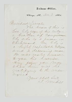 Joseph Medill letter to Lincoln  91602