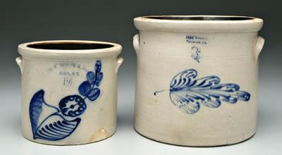 Two cobalt decorated crocks one 9161f