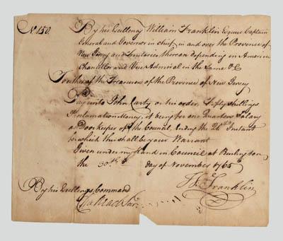 William Franklin signed document  91635