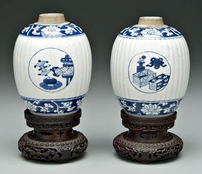 Pair Chinese blue and white jars: