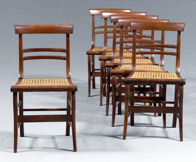 Set of six tiger maple chairs: cherry