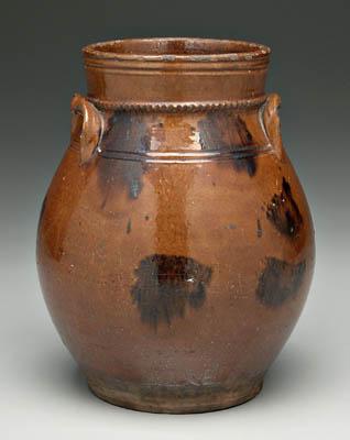 Decorated redware jar applied 91656