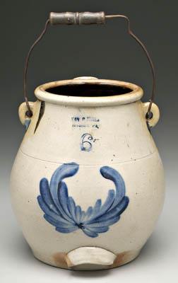 Decorated stoneware batter pitcher,