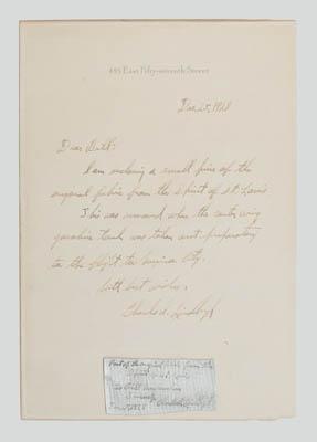 Charles Lindbergh autograph letter  91690