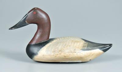 Canvasback hen duck decoy, red