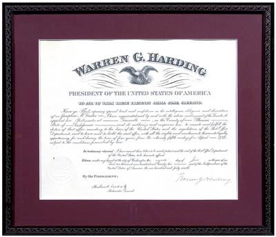 Warren G. Harding signed document,