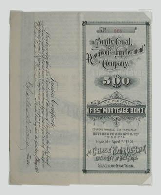 Charles H. Dow signed bond, $500 first