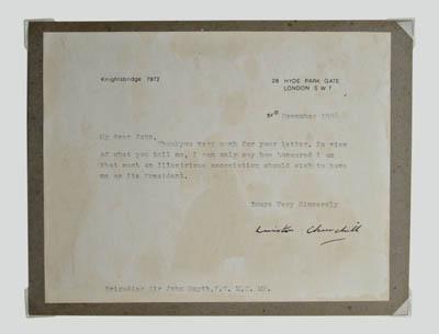 Winston Churchill signed letter  916f1