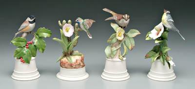 Four Boehm bird figurines: hummingbird,