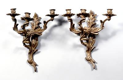Pair rococo style brass sconces  916fb