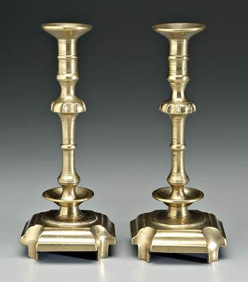 Pair heavy cast brass candlesticks:
