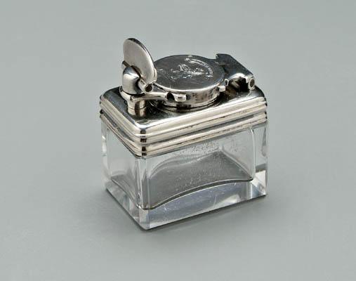 William IV silver traveling inkwell,