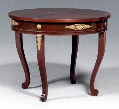 French Empire style center table, bookmatched