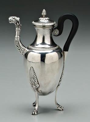 French silver coffeepot, amphora
