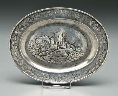 Continental silver tray, oval with