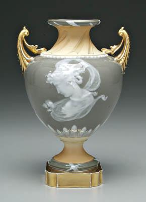 Pate-sur-pate porcelain urn, one