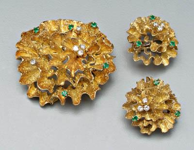 Tiffany diamond brooch and matching