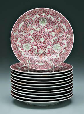 Set of 12 Chinese porcelain plates: