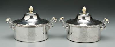 Pair silver plate souffl dishes  9180c