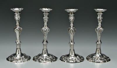 Four George II silver candlesticks  9180e