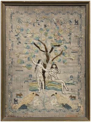 1766 Adam and Eve silk needlework, large