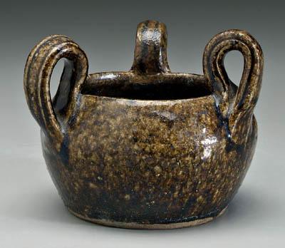 Alkaline glaze stoneware pot, three