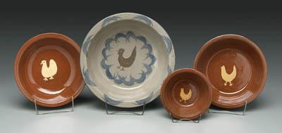Four pieces modern Jugtown pottery: