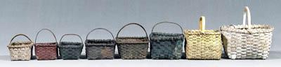 Eight painted oak split baskets: