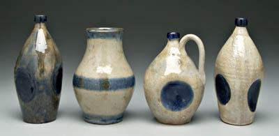 Four pieces Hilton pottery: three pinch