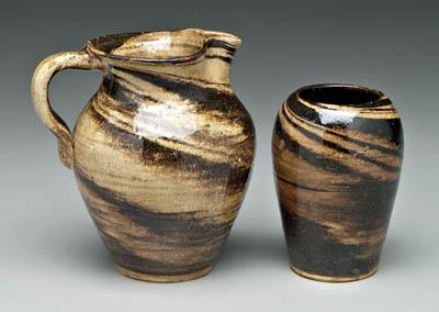 Two pieces swirl pottery: both
