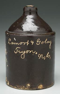 North Carolina stoneware jug brown 914bb