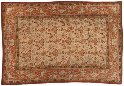 Oushak rug repeating red and beige 91522