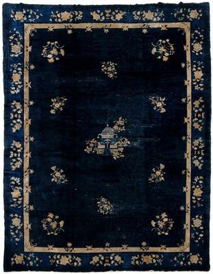 Chinese rug, floral bouquets and