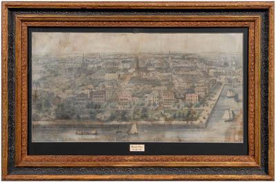 Rare Charleston lithograph, bird&#39;s-eye