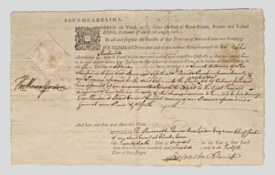 1772 Charleston document partially 9154c