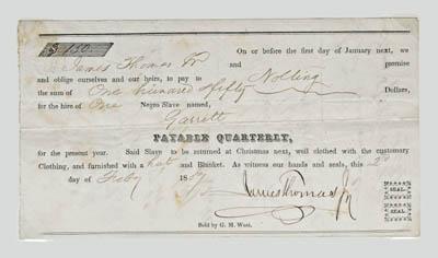 1857 slave promissory note, form