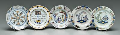 Five polychrome Delft shallow bowls  91588