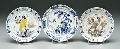 Three Dutch Delft bowls, all with Chinese