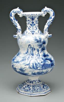 Delft urn one side with courting 91599