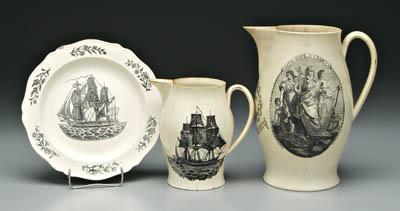 Three pieces Liverpool pottery,
