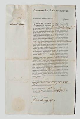 Samuel Adams signed document partially 915bb