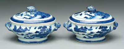 Pair Chinese Nanking sauce tureens: