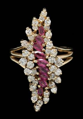 Diamond, ruby cluster ring, 38