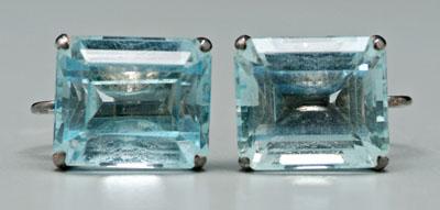 Pair aquamarine earrings faceted 919fc